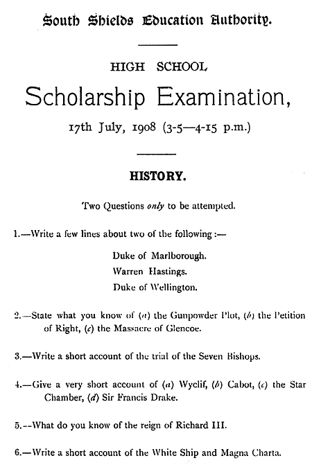 scholarship 1908 - history